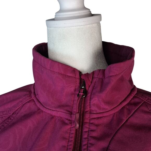 Sporty Berry Pink Double Diamond Skiing Jacket Size M Adjustable Cuffs Mock Neck - Picture 7 of 14